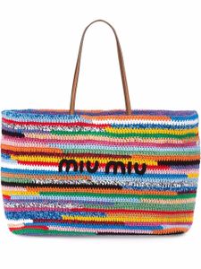 Miu Miu grand sac cabas en crochet - Bleu