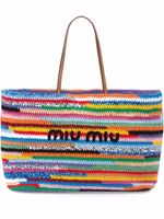 Miu Miu grand sac cabas en crochet - Bleu