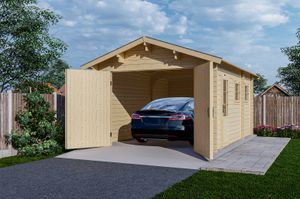 Garage 3755 S Interflex 375x550 cm - zadeldak- Zadeldak- Onbehandeld vurenhout- Interflex