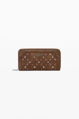 Grote geperforeerde portemonnee met studs - BROWN - U
