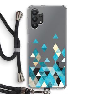 Gekleurde driehoekjes blauw: Samsung Galaxy A32 5G Transparant Hoesje met koord