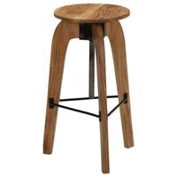 The Living Store houten barstoelen - set van 2 - acaciahout en staal - in hoogte verstelbaar