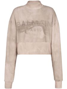 Balmain sweat crop à logo imprimé - Tons neutres