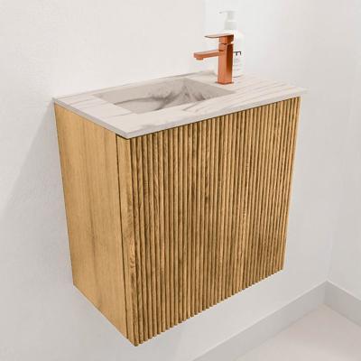 Toiletmeubel Mondiaz Joya Dlux | 40 cm | Meubelkleur Oak | Faye wastafel Nata Wasbak Links | 1 kraangat