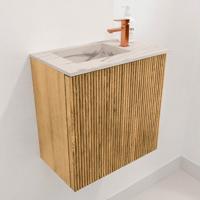 Toiletmeubel Mondiaz Joya Dlux | 40 cm | Meubelkleur Oak | Faye wastafel Nata Wasbak Links | 1 kraangat