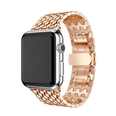 Dragon Grain Solid roestvrijstaal polsband horloge band voor Apple horloge serie 3 & 2 & 1 42mm (Rose goud)