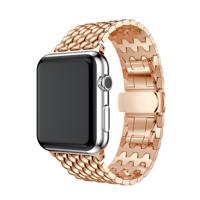 Dragon Grain Solid roestvrijstaal polsband horloge band voor Apple horloge serie 3 & 2 & 1 42mm (Rose goud)