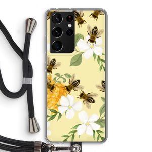 No flowers without bees: Samsung Galaxy S21 Ultra Transparant Hoesje met koord