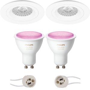 Pragmi Rodos Pro - Inbouw Rond - Mat Wit - Ø93mm - Philips Hue - LED Spot Set GU10 - White and Color Ambiance - Bluetooth