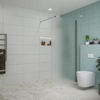 Fortifura Galeria inloopdouche - 100x200cm - mat glas - wandarm - Geborsteld Gunmetal PVD SW797927/SW797907
