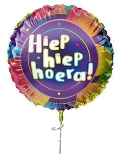 Folieballon  'Hiep hiep hoera' Flashy (45cm)