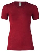 Dames T-Shirt Zijde Wol Engel Natur Kleur Bordeauxrood Maat 34/36 - Small