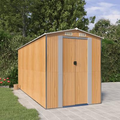 Tuinschuur 192x440x223 cm gegalvaniseerd staal lichtbruin