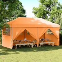 Partytent inklapbaar pop-up met 4 zijwanden oranje