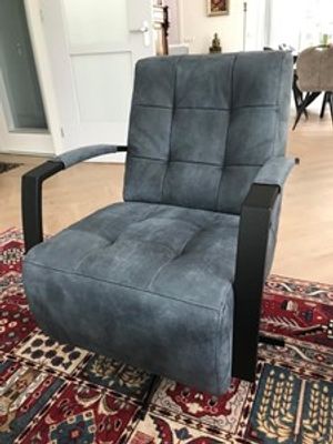 Leren draaifauteuil met stalen frame en stervoet - blauw leer - Echt leer, Industrieel, ontdek de vele Leersoorten en Kleuren bij ShopX