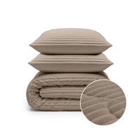 1+1 Gratis Wasbaar Lazy Dekbed Zonder Overtrek - Zonder Overtrek - Teddy Rib - Taupe - Dekbed-Discounter.nl