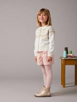 Fluwelen meisjesshort met zakken met festons roze (poederkleur) Fluwelen meisjesshort met zakken met festons roze (poederkleur)