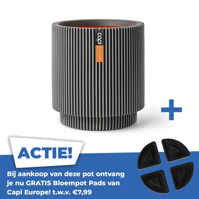 Vaas cylinder groove nl 44x46cm antraciet Vaas cylinder groove nl 44x46cm antraciet