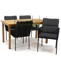 Tuinset Vita Gino zwart stapelbaar met tuintafel Neva 144 Tuinset Vita Gino zwart stapelbaar met tuintafel Neva 144