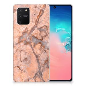 Samsung Galaxy S10 Lite TPU Siliconen Hoesje Marmer Oranje