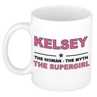 Kelsey cadeau mok - Woman Myth Supergirl - naam koffiemok - 300 ml - collega - moederdag