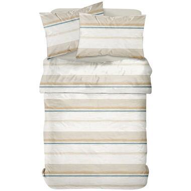 Dekbedovertrek Leo - beige/blauw - 200x200/220 cm - Leen Bakker