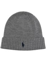 Polo Ralph Lauren bonnet nervuré à logo brodé - Gris