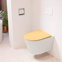 Wandcloset Mondiaz Lavie | Zonder spoelrand | Incl.Toiletzitting-Ocher | Keramiek | Linen (beige)