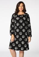 Yoek Dress wide bottom DOT | Zwart | Maat M