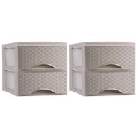 Thuis kantoor organizer ladeblok - 2x - 2 lades - 25 x 37 x 26 cm - kunststof - beige