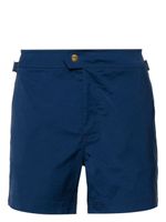 TOM FORD logo-buckle compact-poplin swim shorts - Bleu