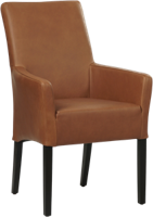 Cognac leren landelijke eetkamerstoel Just - Rancho Leer Cognac (cognac leer)