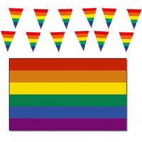 Regenboog pride vlaggen versiering set binnen/buiten 3-delig