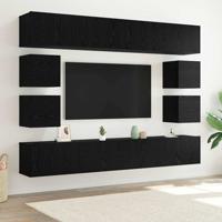 Tv-meubelset 8 pcs Zwart eiken 100 x 30 x 30 cm Bewerkt hout