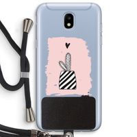 Zwart-wit cactus: Samsung Galaxy J5 (2017) Transparant Hoesje met koord