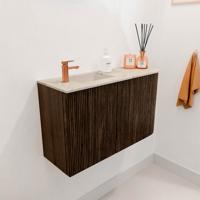 Toiletmeubel Mondiaz Joya Dlux | 71.6 cm | Meubelkleur Walnut | Faye wastafel Frappe Wasbak Links | 1 kraangat
