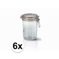 Voorraad/weckpot - 6x stuks - transparant - glas - 17,5 x 10 cm - 1 L - Le Parfait