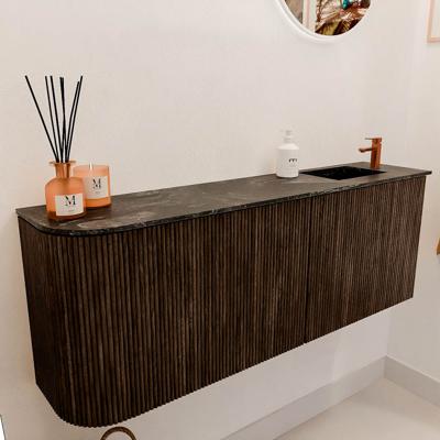 Toiletmeubel Mondiaz Joya Dlux | 111.6 cm | Meubelkleur Walnut | Faye wastafel Lava Wasbak Rechts | 1 kraangat