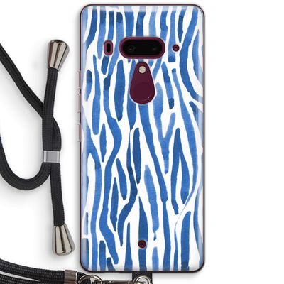 Blauwe nerven: HTC U12+ Transparant Hoesje met koord