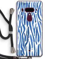 Blauwe nerven: HTC U12+ Transparant Hoesje met koord