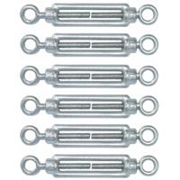 AMIG Spanschroeven/draadspanner met oog/oog - 6x - 11cm - verzinkt staal - 200kg - M8 schroefdraad - thumbnail