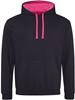 Just JH003 Varsity Hoodie - Jet Black/Hot Pink - XL