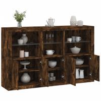 Dressoir met LED-verlichting 162x37x100 cm gerookt eikenkleurig