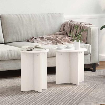 Salontafel 2 pcs Wit 41,5 x 41,5 x 41 cm Massief grenenhout