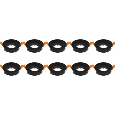 Spot Armatuur 10 Pack - GU10 Inbouwspot - Rond - Zwart - Aluminium - Ø85mm