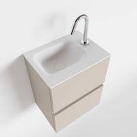Toiletmeubel Mondiaz Ada | 40 cm | Meubelkleur Linen | Lex wastafel Talc Rechts | 1 kraangat