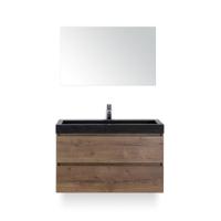 Maxx XL Badmeubelset 100 cm - Tabacco - Wastafel Lucca 1 kraangat - met Spiegel