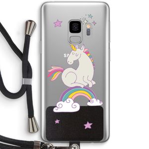 Regenboog eenhoorn: Samsung Galaxy S9 Transparant Hoesje met koord