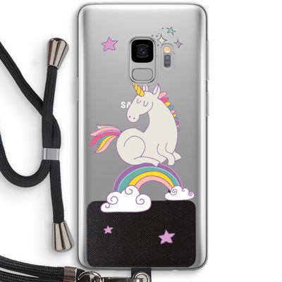 Regenboog eenhoorn: Samsung Galaxy S9 Transparant Hoesje met koord