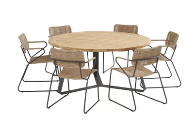Tuinset Swing naturel met Basso teak tafel 160cm
